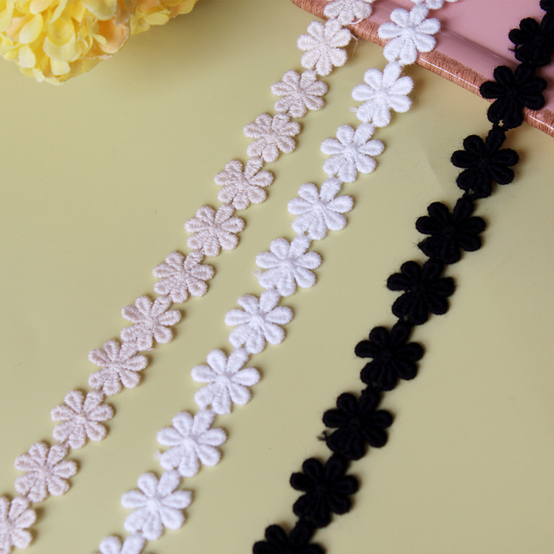 High-quality black beige cotton small flowers water-soluble embroidery lace accessories handmade diy clothing materials