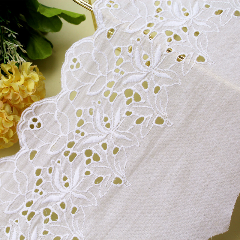 Off-white cotton embroidery lace accessories handmade diy clothing fabric curtain decoration lace edge 16cm