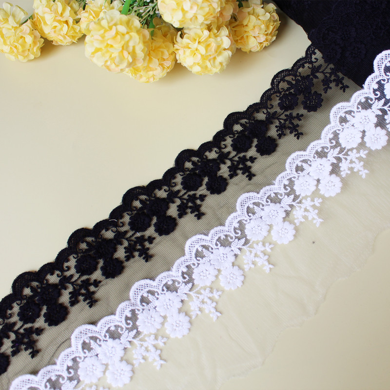 Black and white mesh embroidery lace lace clothing accessories handmade diy clothes neckline decoration materials