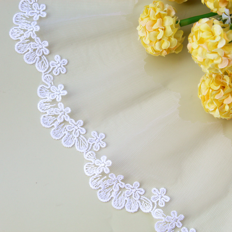 Off-white Japanese version handmade diy lace accessories human silk thread mesh embroidery lace lace veil skirt decoration