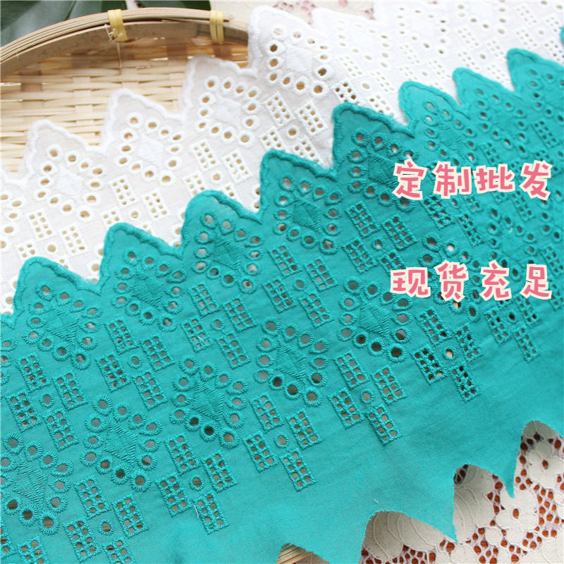 New hollow geometric rhombus wave edge lace fabric embroidery flower cheongsam dress homemade materials handmade accessories