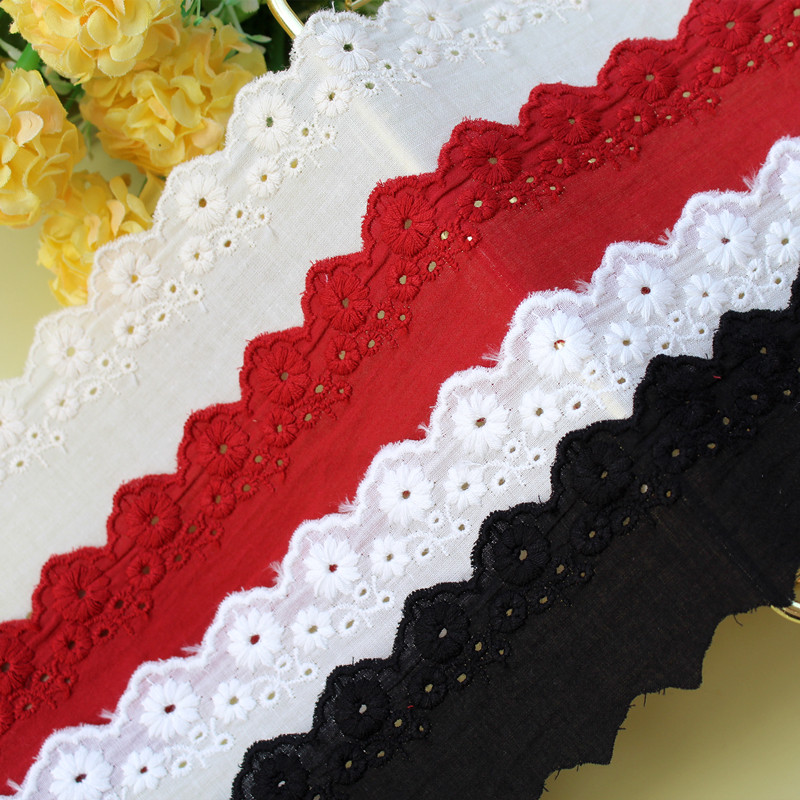 High-quality beige apricot cotton cloth embroidery chrysanthemum lace accessories handmade diy clothing accessories width 5cm