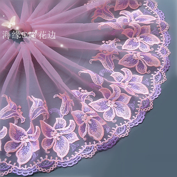 Hot selling handmade diy accessories pink Barbie doll stage dress skirt wedding dress lace lace width 20cm