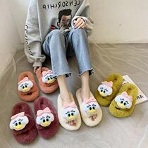 Japanese GP warm girl heart winter cross non-slip Lady thick bottom home wear wool cotton slippers
