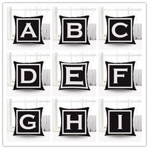 Creative 26 English letter pillow black and white sofa car Nordic pillow male pillow cushion bed back lumbar pillow