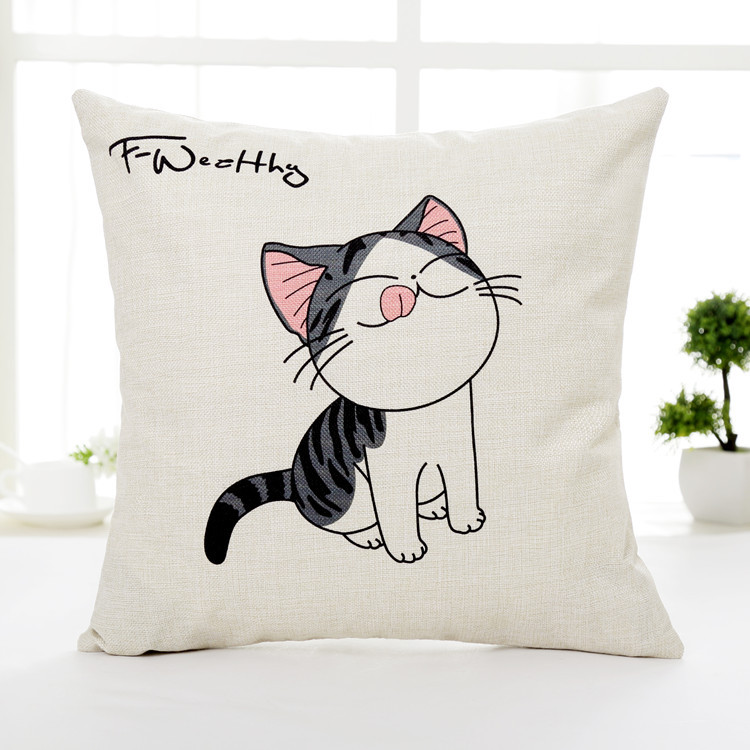 Vải lanh và vải lanh dễ thương hoạt hình gối vỏ pho mát mèo chó sofa đệm xe hơi văn phòng nghỉ trưa gối - Trở lại đệm / Bolsters chăn gối hình thú 2 trong 1
