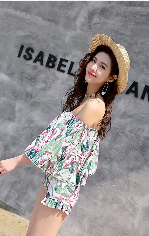 Phiên bản tiếng Hàn của vai gợi cảm ngọt ngào với lá sen tam giác chia áo tắm nữ nhỏ ngực thép tấm tụ tập áo tắm suối nước nóng - Bộ đồ bơi hai mảnh đồ bơi 2 mảnh kín