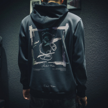 Winter plus velvet padded sweater men's loose black hooded large size coat fat man trend Joker coat tide autumn and winter