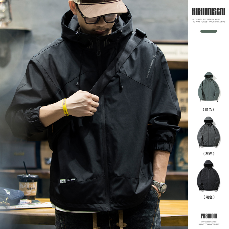 アメリカのワークウェアジャケットメンズ2025年春新作フード付きルーズジャケットメンズアウトドア登山服トレンド