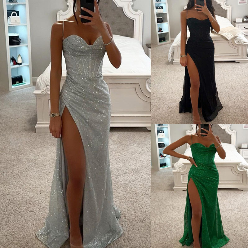 Cross-Border Women's Fashion Sexy Amazon European and American Best-Selling Dresses Long Dresses Banquet Evening Dresses Dress