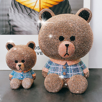 Handmade diy stick drill piggy bank childrens piggy bank bear diamond material pendulum doll birthday gift