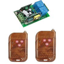 220V two-way garage door gate controller one drag two peach wood three buttons up and down stop remote control 315M