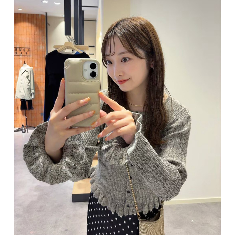 Japanese Autumn New Arrivals Elegant and Casual Versatile Ruffled Knit Long-Sleeve Shirt Cardigan