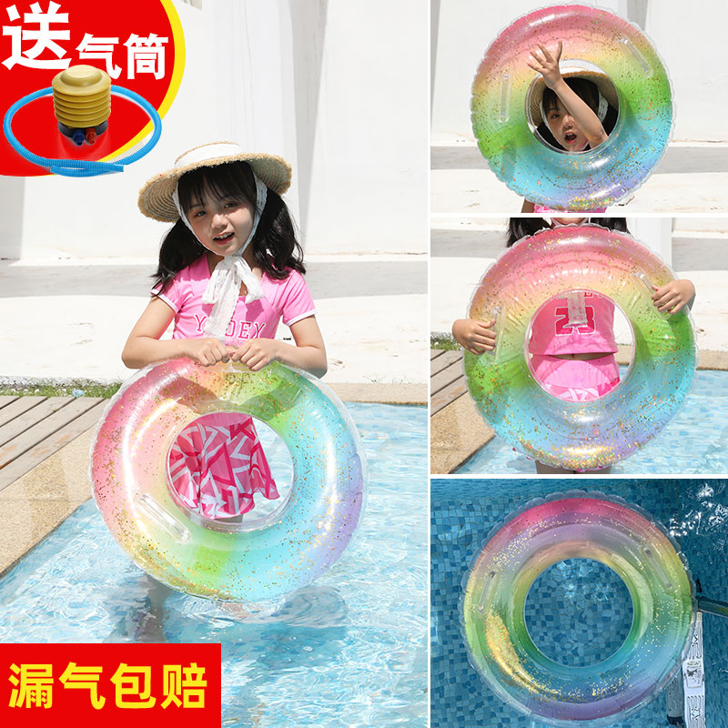 Net red bursting children Swimming ring with handle bright sheet Neon Swimming Circle Adults Swimming Circle Baby Lifebuoy