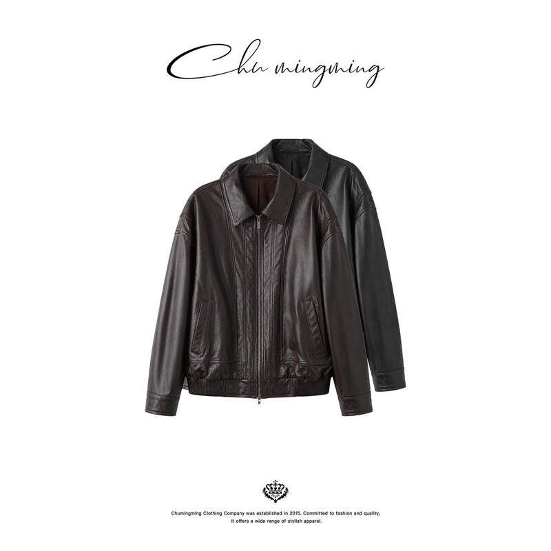 Chu Chuniu【Ancient Style】New Zealand Imported Sheepskin 2026 New Model Women's Long-Sleeve Zip-Up Leather Jacket Chu Chuniu【Ancient Style】New Zealand Imported Sheepskin 2026 New Model Women's Long-Sleeve Zip-Up Leather Jacket