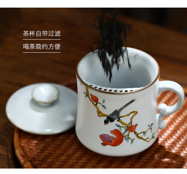 Start your up office personal ceramic tea cup keller cup with cover filter tea separate office cup