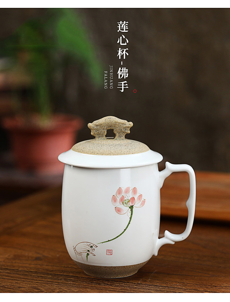 Ceramic keller cups coarse pottery Chinese office cup with cover glass matte enrolled glaze high - capacity, the custom make tea cup