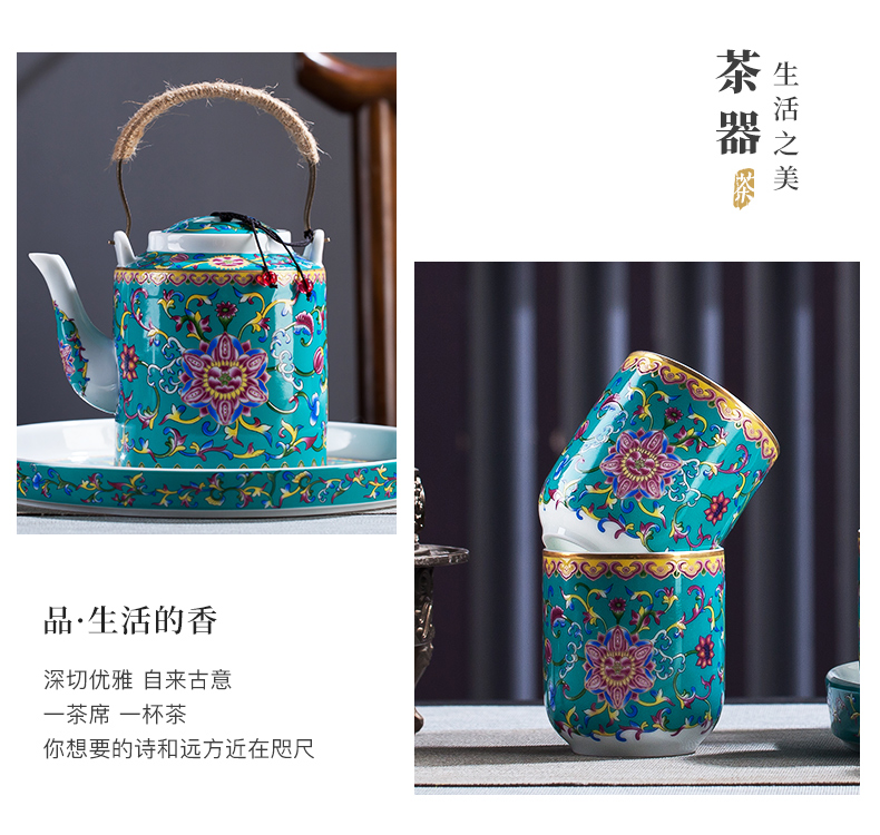 Cool ceramic kettle pot set home old archaize high - temperature large capacity of the teapot colored enamel kettle