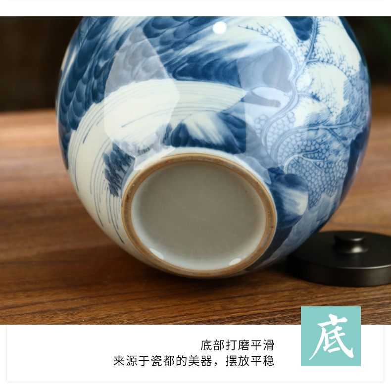 Light tea in ancient celadon hand - made of blue and white porcelain tea pot large pure aluminum cover sealing ceramic tea box of puer tea pot