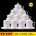 bình trà đẹp Jingdezhen xương Trung Quốc tách trà bộ với nắp đĩa văn phòng gia đình gốm sứ cốc cuộc họp cốc nước tùy chỉnh 10 gói ấm trà thủy tinh Trà sứ