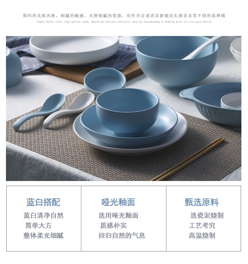 Eat noodles bowl dishes DIY home ceramics plate combination Nordic plates jingdezhen contracted Japanese dishes