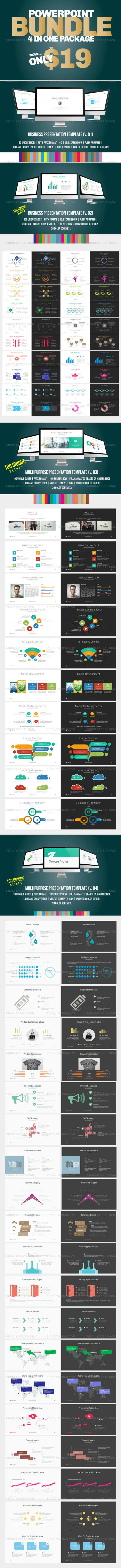 PowerPoint Bundle 简约大气商务国外PPT模板素材源文件