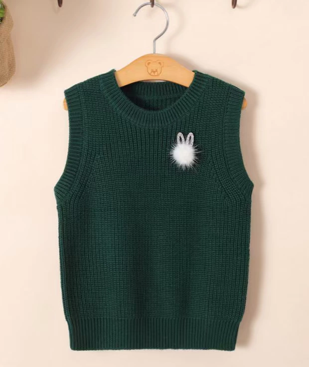 Kaka bò xuân và mùa thu mới màu rắn cổ tròn cô gái lớn trẻ em len áo len áo len vest vest áo gile cho bé