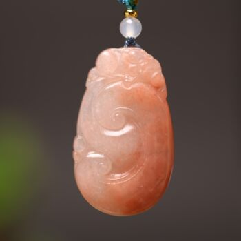 Xinjiang golden silk jade auspicious ruyi jade pendant pink peach blossom stuffed life ruyi necklace jade pendant sweater chain