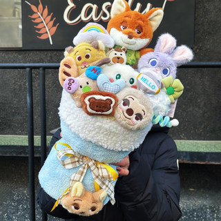 Neujahrsgeschenk nick judy puppenstrauß cartoon-blume fertig kreativer blumenstrauß geburtstag valentinstagsgeschenk für mädchen