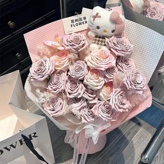 Kt katzenstrauß, kaidi-katzen-rosenstrauß, fertige künstliche blumen-seifenblume, geburtstag, valentinstag, geschenk für freundin