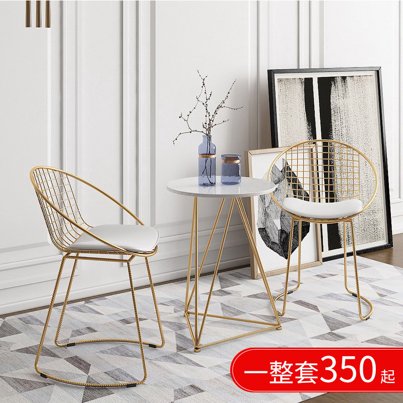 Balcony small table and chairs a table two chairs light luxury European style wrought iron outdoor leisure table and chair combination net red one table two chairs