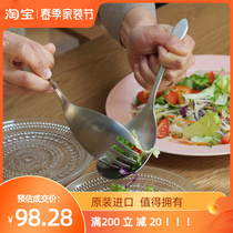 Japan Family Ask House 304 Stainless Steel Spoon Cold Mix Vegetable Salad Stirring Spoon Noodle Ovens Meal Meal Spoon Thickening