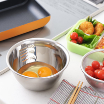 Japan Yoshikawa 304 stainless steel basin cool vegetable salad kitchen Home deepening type baking soda egg small basin with scale