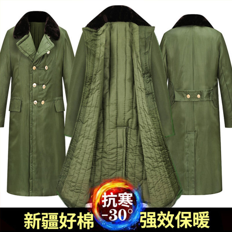 Military cotton coat green men's winter thickened long version of security cotton clothing refrigerator cold-proof labor protection work clothes Northeast cotton jacket