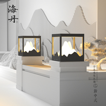 New Chinese Column Headlights Patio Decorated Solar Straw Terrace Lamp Villa Wall Door Column Lamp Outdoor Waterproof Gate Light