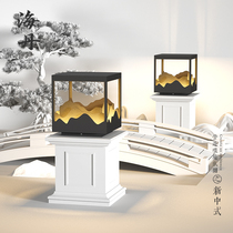New Chinese style courtyard lamp outdoor stone column lamp waterproof grass terrace lamp column head lamp villa landscaping light wall lamp