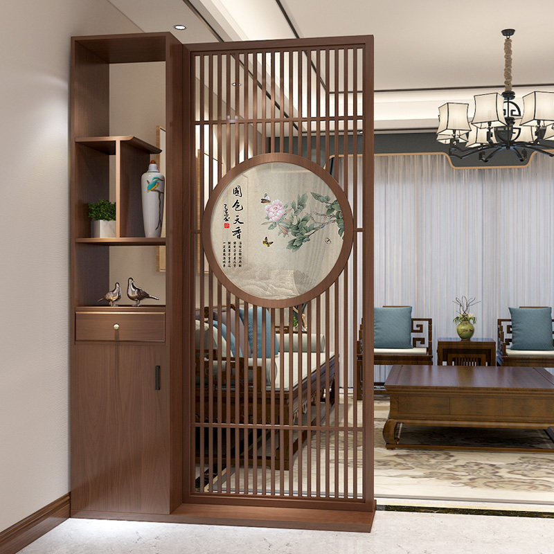 Japanese-style solid wood grille porch screen partition living room hotel dining room living room wall modern minimalist fashion new Chinese style