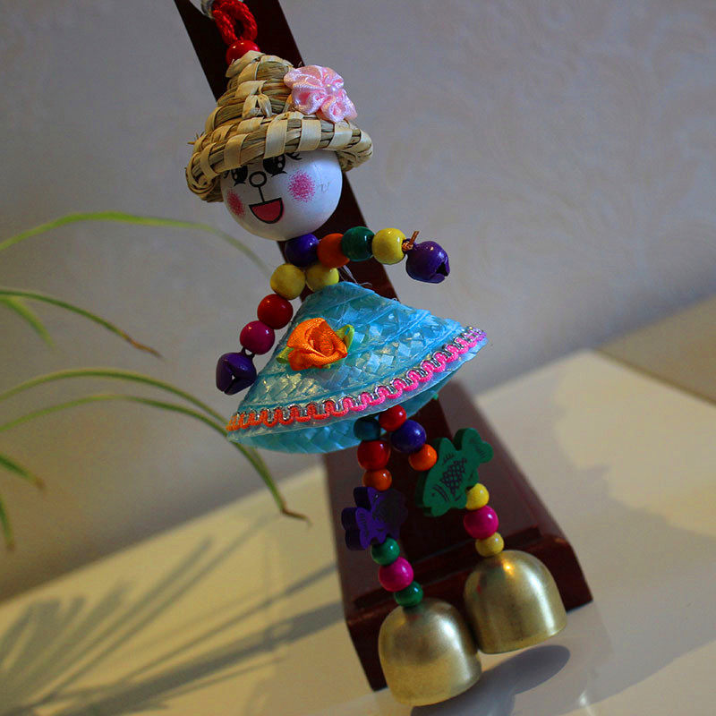 Yunnan ethnic handmade pendant straw hat smiling face sunny doll pendant bag trailer hanging tourist attraction souvenir