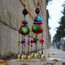 Yunnan hand-painted gourd pendants painted colorful feng shui home decorations town house natural gourd wind chimes