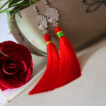 Yunnan characteristic tassel earrings handmade hanging spike vintage drop earrings clearance sale national style fabric drop earrings