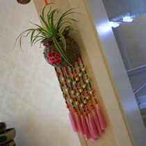Creative home restaurant hall decoration pendant Living room entrance background wall hanging green radish hanging basket hanging decoration