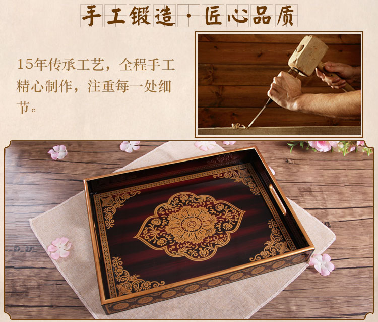 Yateshi hình chữ nhật khay trà bằng gỗ khay gỗ pallet khay gỗ SPA khay lưu trữ trái cây cho khách sạn khay gỗ đựng ấm chén