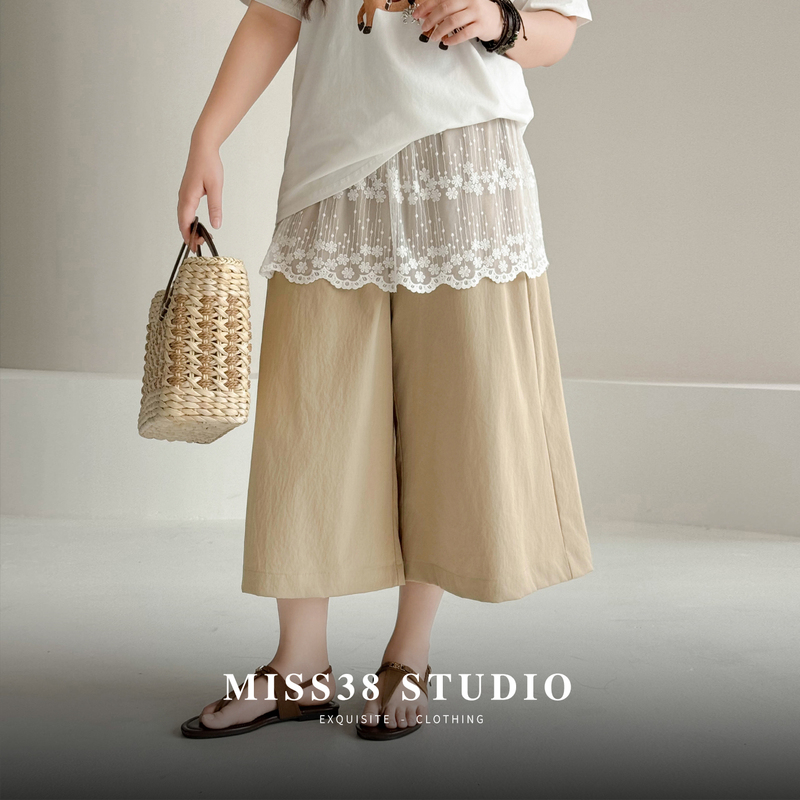 Plus Size Women's Clothing [Commuting and Going Out Capri Pants] Summer Elastic High-Waisted Hip-Covering Casual Pants Skirt for Fat Women 100kg
