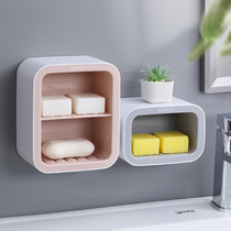 Soap Box Creative Drain Toilet Sucker Wall-mounted Free perforated Student Dormitory With Multilayer Soap Shelve