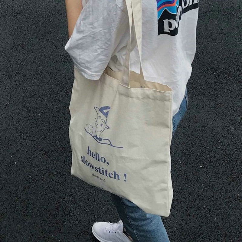 Canvas bag women's one-shoulder Korean simple all-match ins super hot bag chic handbag student Han Harajuku ulzzang