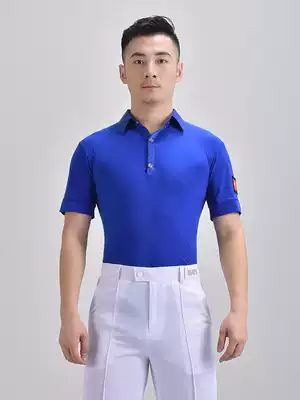 Huanwu Pavilion Square dance Social dance top Short-sleeved national standard dance men's dance clothes Latin dance clothes Practice clothes Dance clothes