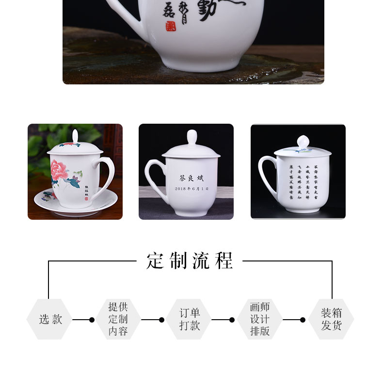 Liling porcelain with cover cup custom glass batch print logo advertising activities souvenir gift cup of cup