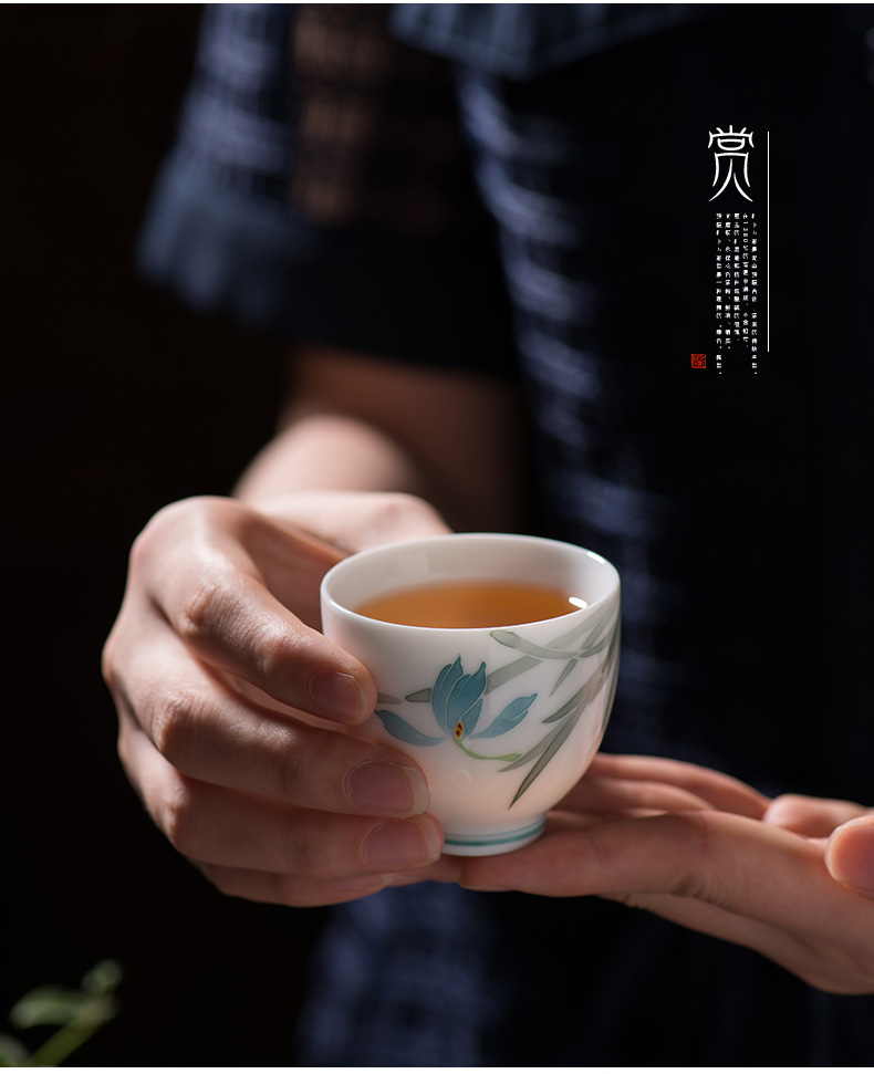 Thousand red up hand - made kung fu master sample tea cup ceramic cups cup personal cup single cup white porcelain bowl liling porcelain