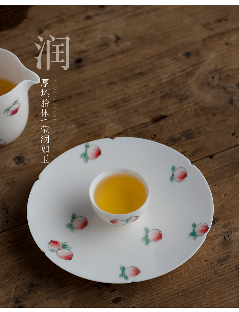 Pot of bearing dry table bearing restoring ancient ways of hand - made of ceramic tea Pot of white porcelain kung fu tea accessories circular home saucer tray