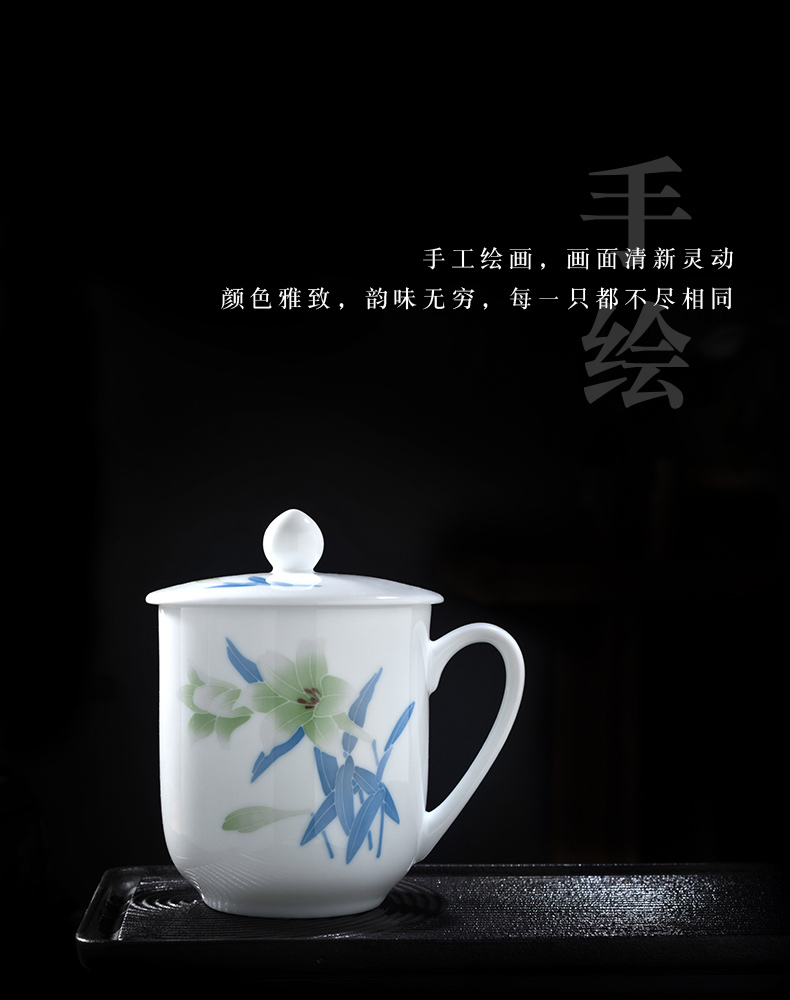 Liling hand - made office tea cups with cover and meeting gift ipads China cups ceramic printing custom logo